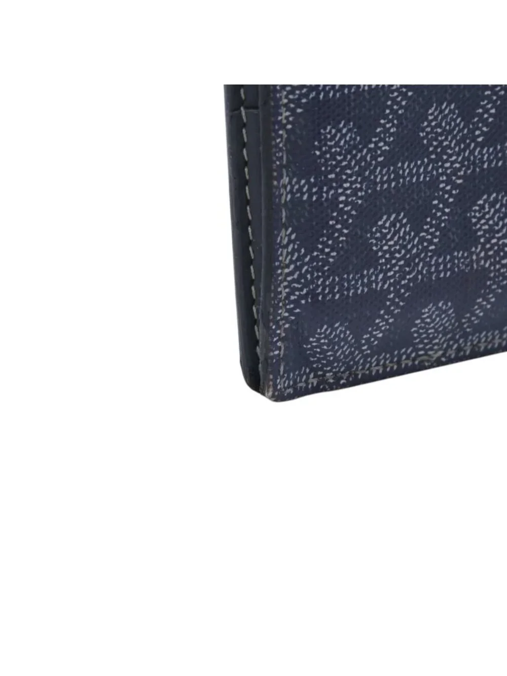 Goyard Saint Pierre Card Wallet Herringbone Pattern Canvas Leather Gray Yellow